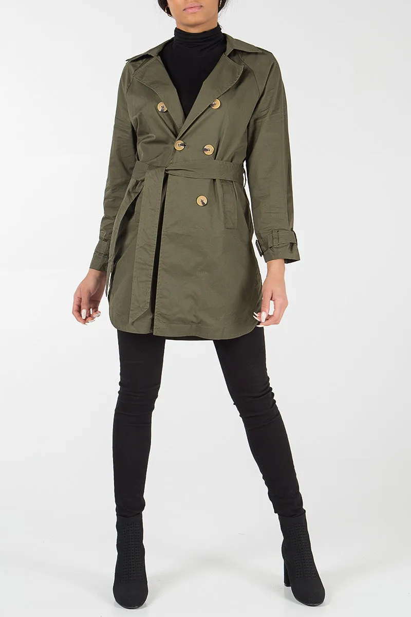 Double Breasted Belted Trench Jacket