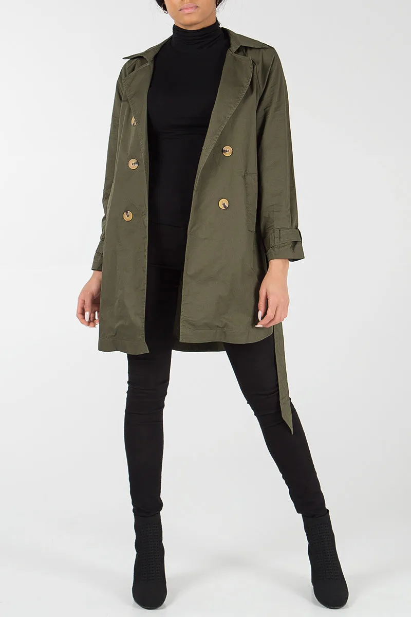 Double Breasted Belted Trench Jacket