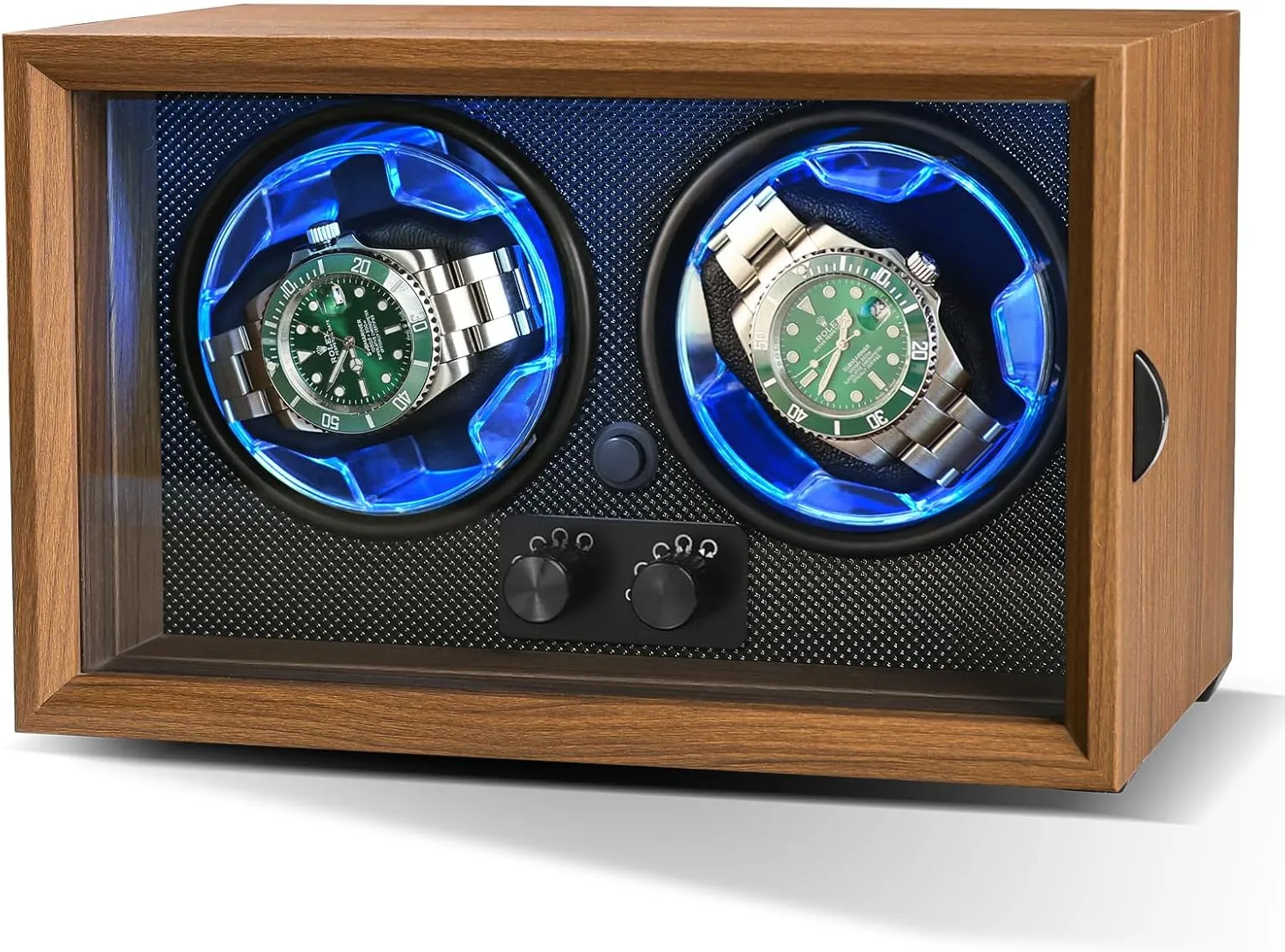 Double Watch Winder for Automatic Watches  Quiet Motor,Black Walnut Grain Automatic Watch Winder for Rolex and More,Gift for Watch Lovers