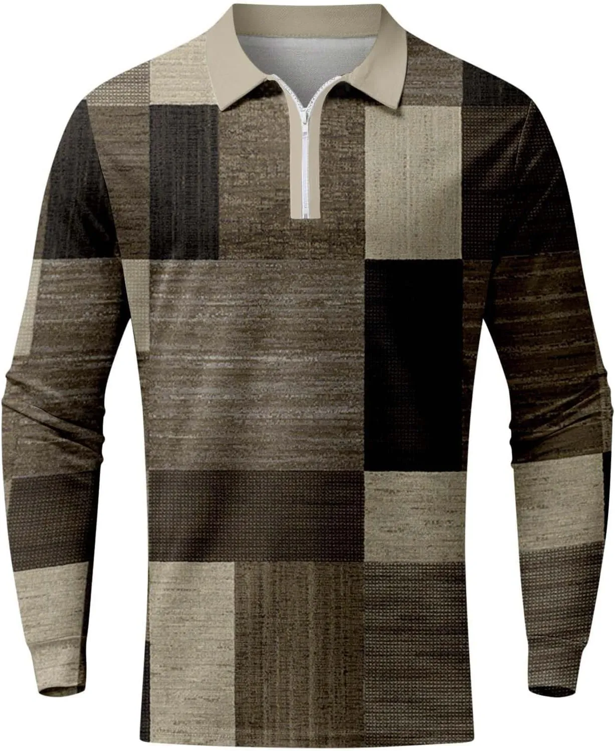 DuDubaby Mens Graphic T-Shirts Lapel Long Sleeve Printed Casual Top Loose Sports Shirt