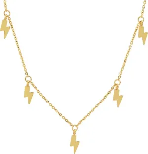 Edforce 18k Gold Plated Lightning Bolt Pendant Necklace, 15" 2" Extender