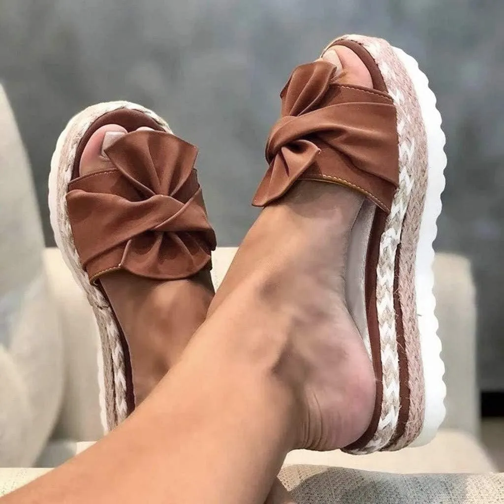 Eduavar Wedge Sandals for Women, Women's Sandals Summer Beach Sandals Floral Shoes Casual Ring Toe Flat Sandals