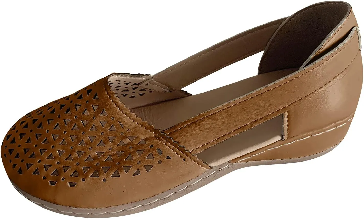Eduavar Womens Wedge Sandals, Orthopedic Sandals for Women Mule Hollow Out Slip On Shoes Orthotic Wedge Sandals