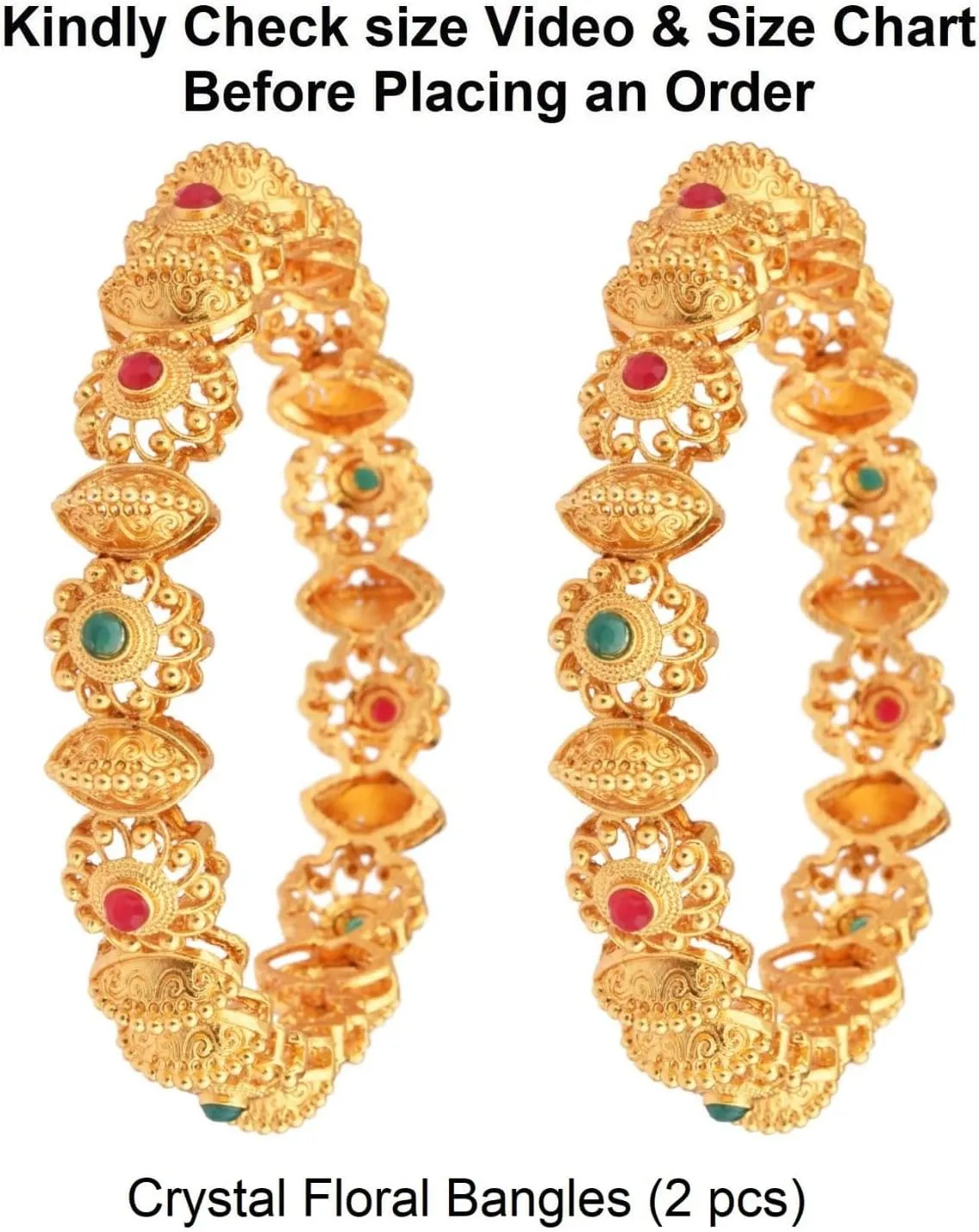 Efulgenz Gold Tone Indian Bangle Set for Women Antique Bangle Set Indian Gold Tone Crystal Floral Bangles Bracelet Indian Bridal Jewelry for Wedding Bollywood Fashion Jewelry