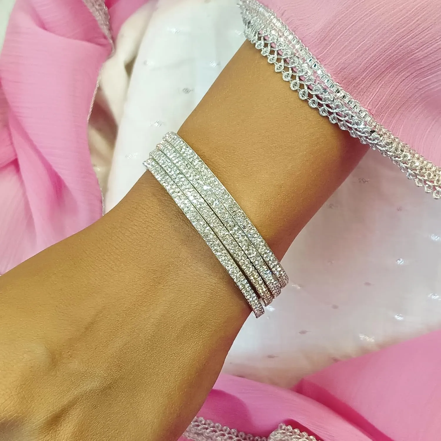 Efulgenz Indian Bangles for Women Bollywood Rhinestone CZ Crystal Bracelet Bangle Set Wedding Bridal Fashion Jewelry for Women (4 Pcs)