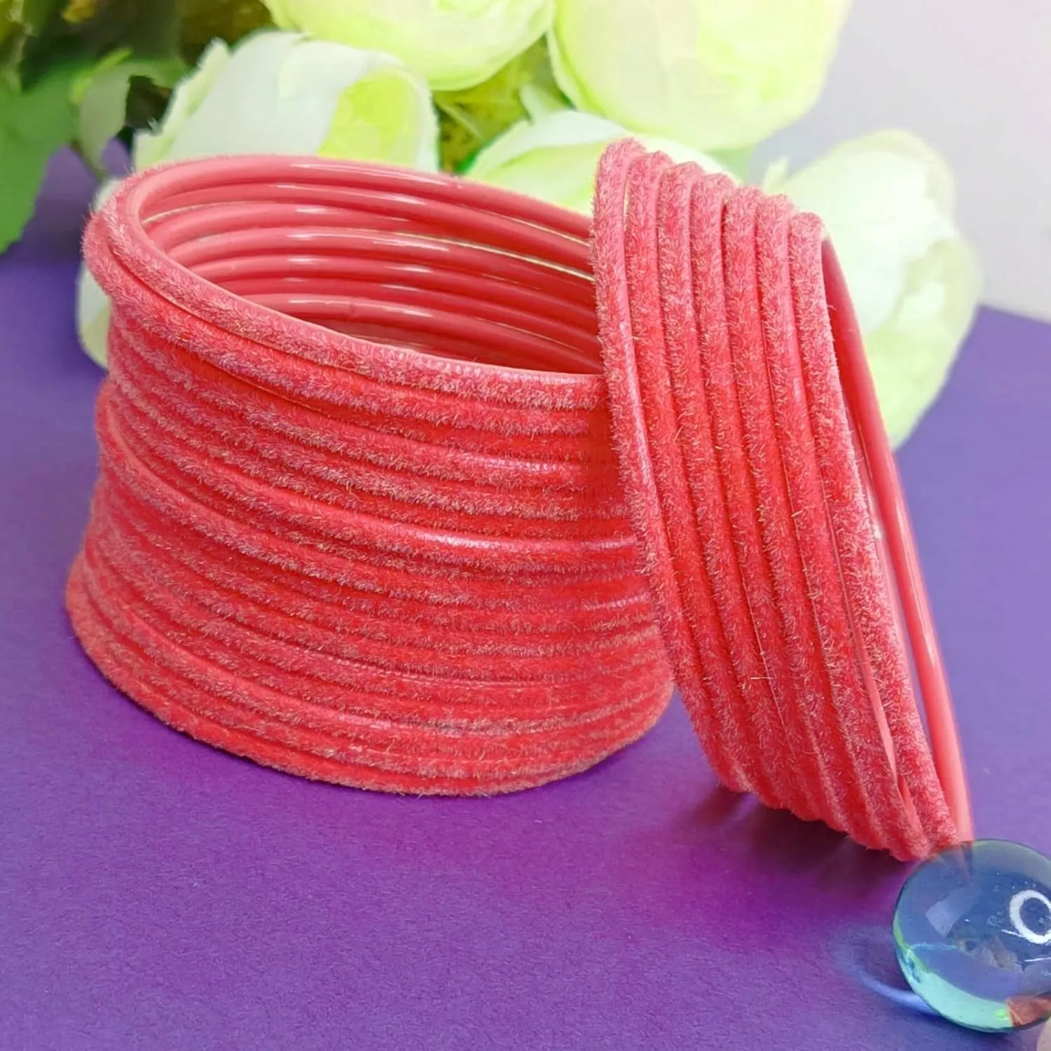 Efulgenz Indian Bangles Set Bollywood Plain Velvet Bangle Bracelets Costume Jewelry for Women