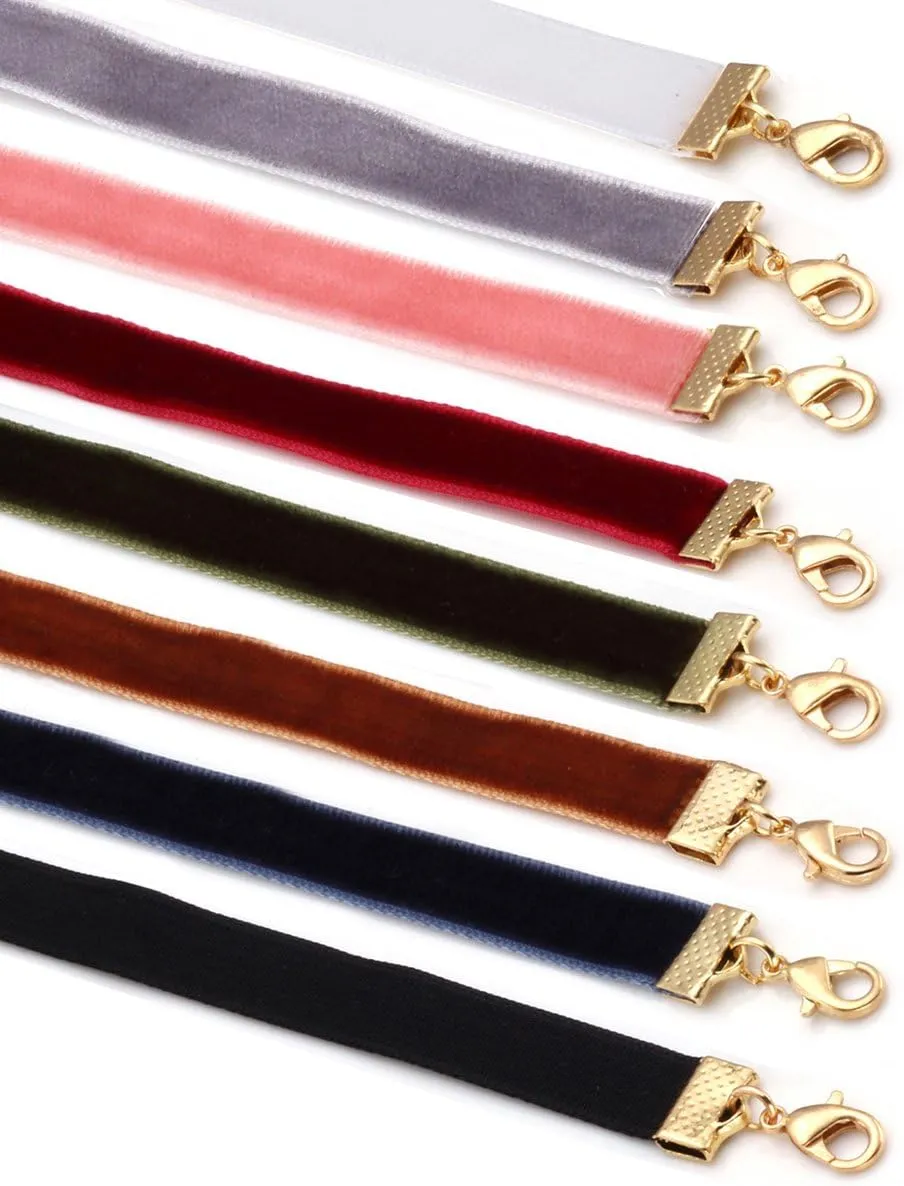Eigso 6-10 Pcs Gothic Velvet Ribbon Chokers Necklaces for Women Men Gothic Tattoo Lace Adjustable Choker Set