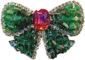 Emerald Crystal Diamond Bow Brooch Pin for Women CZ Ribbon Knot Lapel Pins Delicate Dress Scarf Clips Suit Shirt Corsage Delicate Jewelry