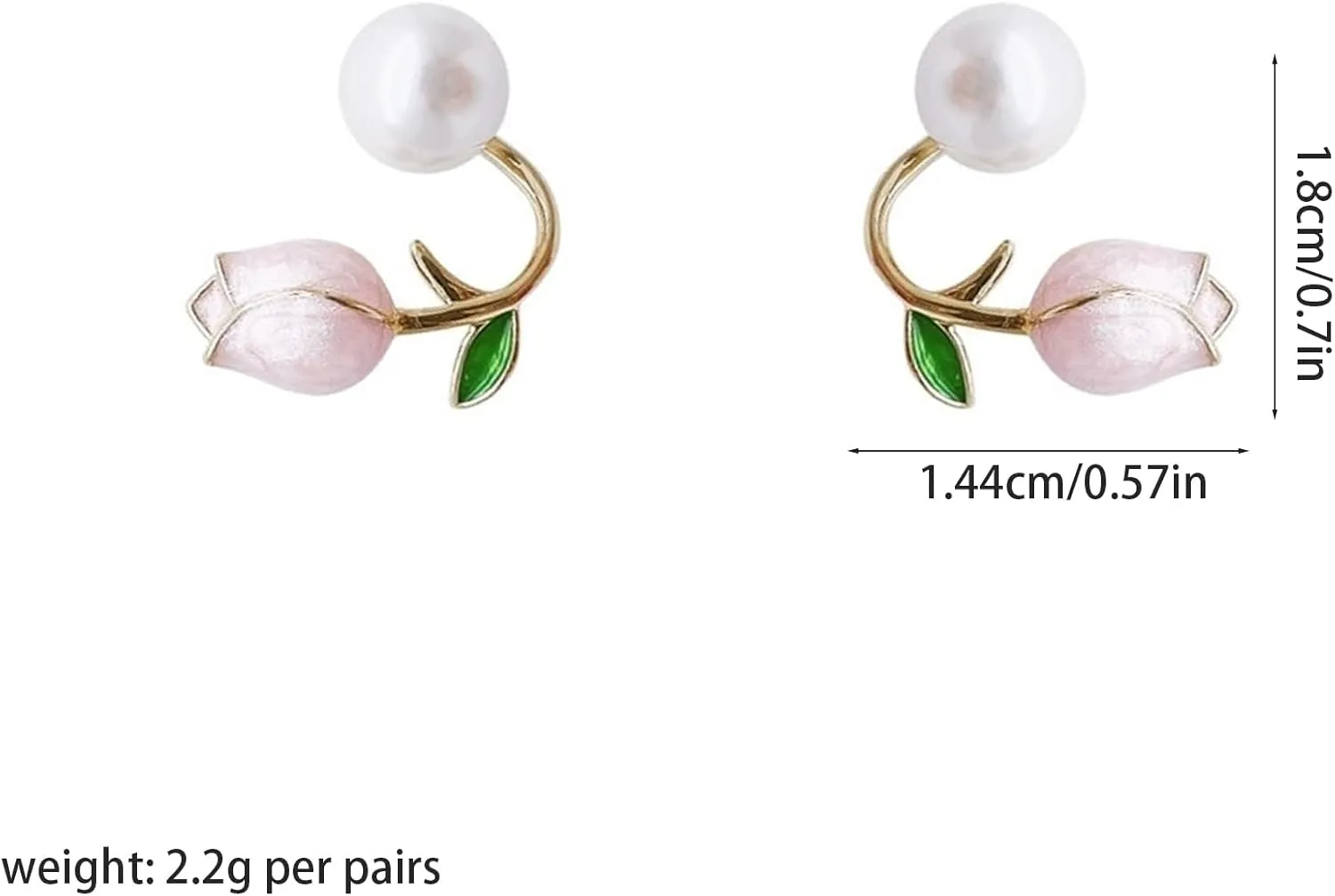 Enamel Tulip Pearl Earrings for Women Pearl Flower Floral Stud Earrings Wedding Birthday Party Jewelry