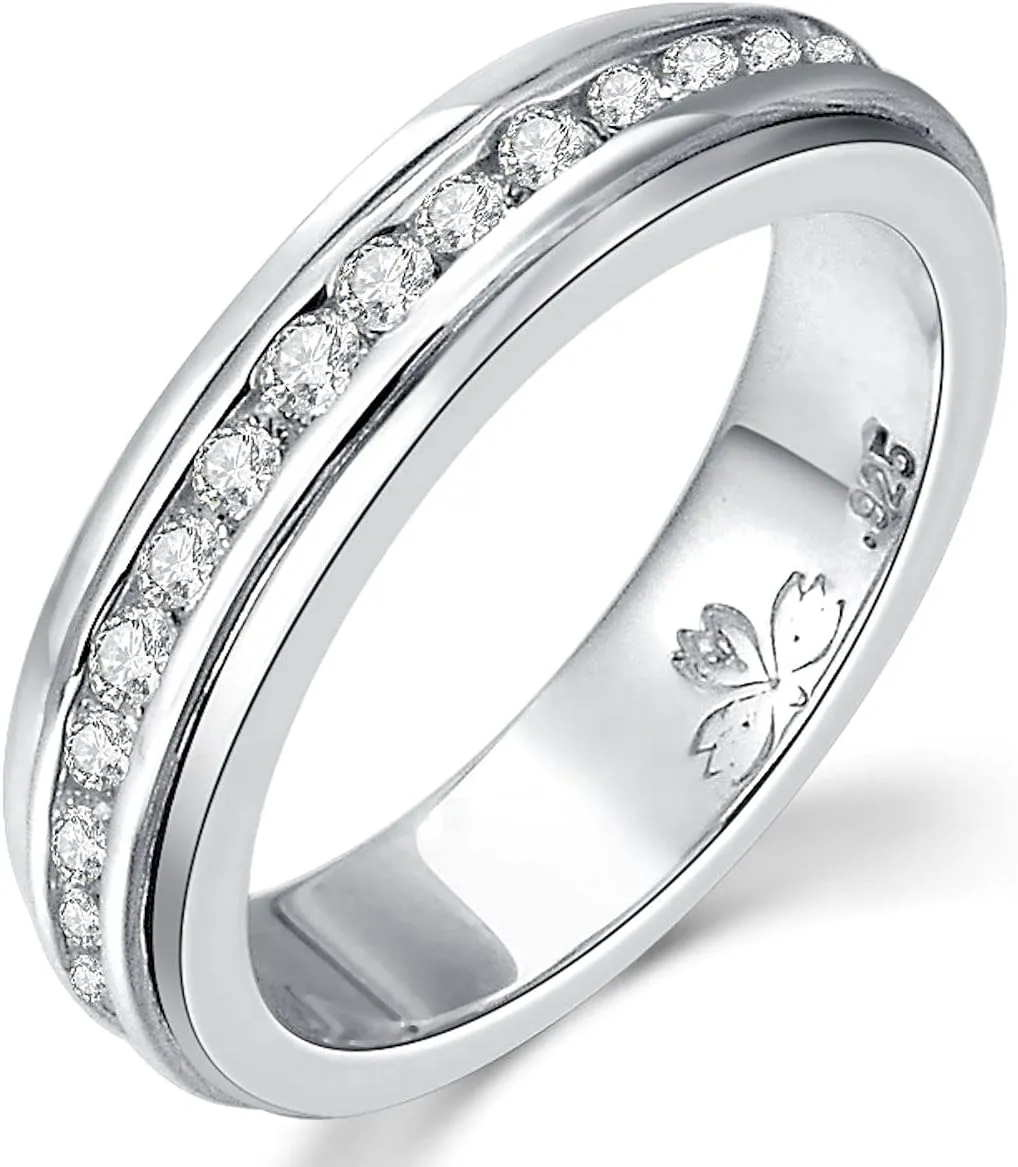 ENERGY STONE 925 Sterling Silver Fidget Ring | Unisex Spinner Ring | Supernova, Small Dipper or North Star Styles | Cubic Zirconia or Semi-Precious Stones Spinners | Commitment romise Ring | Size 5-12