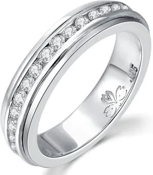 ENERGY STONE 925 Sterling Silver Fidget Ring | Unisex Spinner Ring | Supernova, Small Dipper or North Star Styles | Cubic Zirconia or Semi-Precious Stones Spinners | Commitment romise Ring | Size 5-12