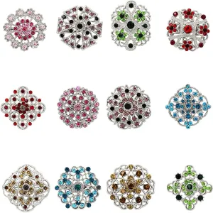 Ezing 12pcs Lot Crystal Brooch for Wedding Bouquet (G)