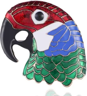 Fashion Parrot Head Lapel Brooch Pin for Women Girls Men Bird Animal Colorful Enamel Pins Clip Collar Shawl Sweater Scarves Dress Shirt Coat Suit Backpacks Brooches Pins Personalized Jewelry Gifts Clothes Accessories