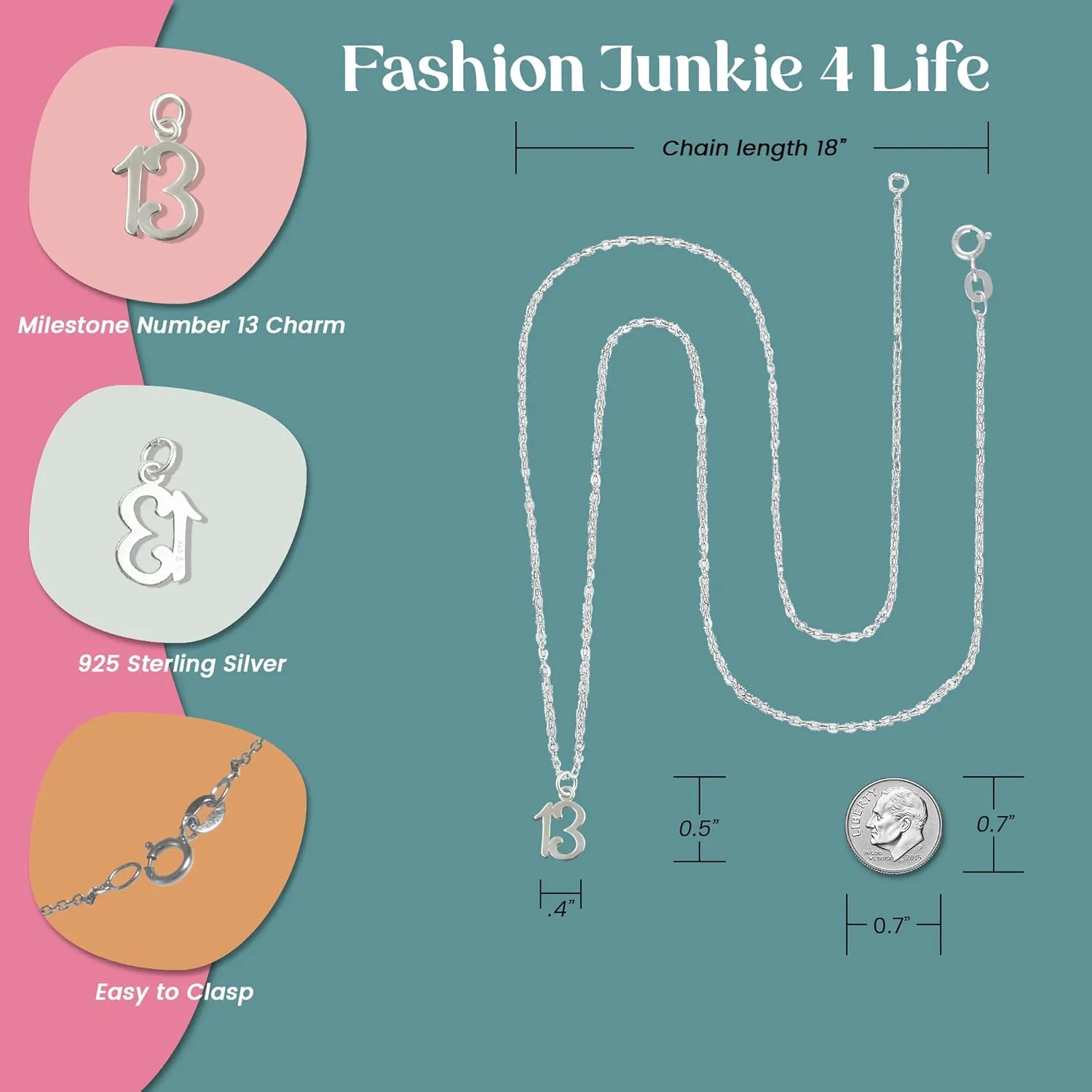 FashionJunkie4Life Milestone Numbers Pendant Necklace for Birthdays and Anniversaries Gift