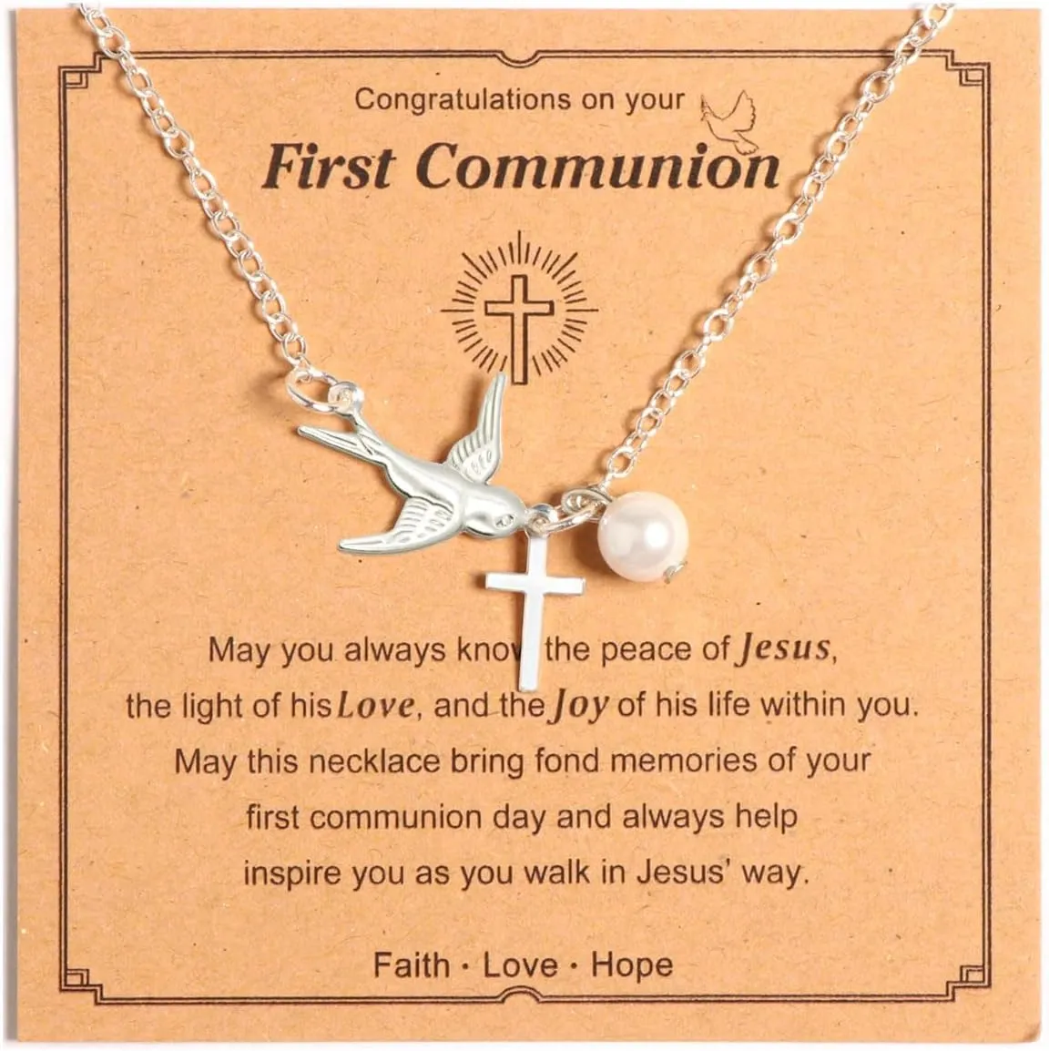First Holy Communion Gifts for Boys Girls,Cross Necklaces Baptism Christening Gifts Christian Religious Gifts for Son Daughter