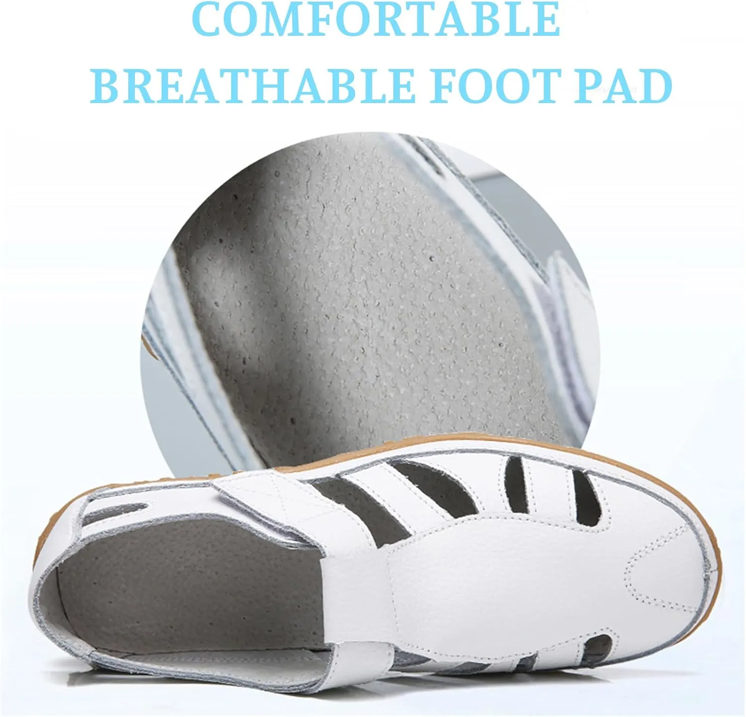 Fisherman Sandals for Women 2025 Summer Casual Closed Toe Leather Sandals Non-Slip Sole Hollow Out Walking Sandal Magic Tape Soft Sole Orthopedic Beach Shoes Outdoor Activities Shoes