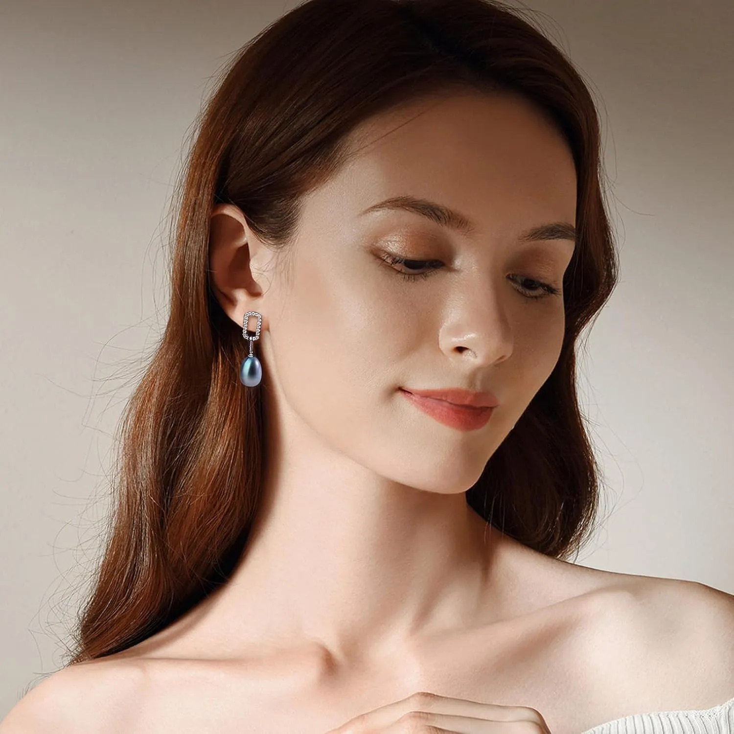 Freshwater Cultured Pearl Dangle Drop Earrings for Women, 925 Sterling Silver with Cubic Zirconia Huggie Hoop Earrings, Handpicked 8.5-9.5MM Large Pearls Hypoallergenic Jewelry Gifts