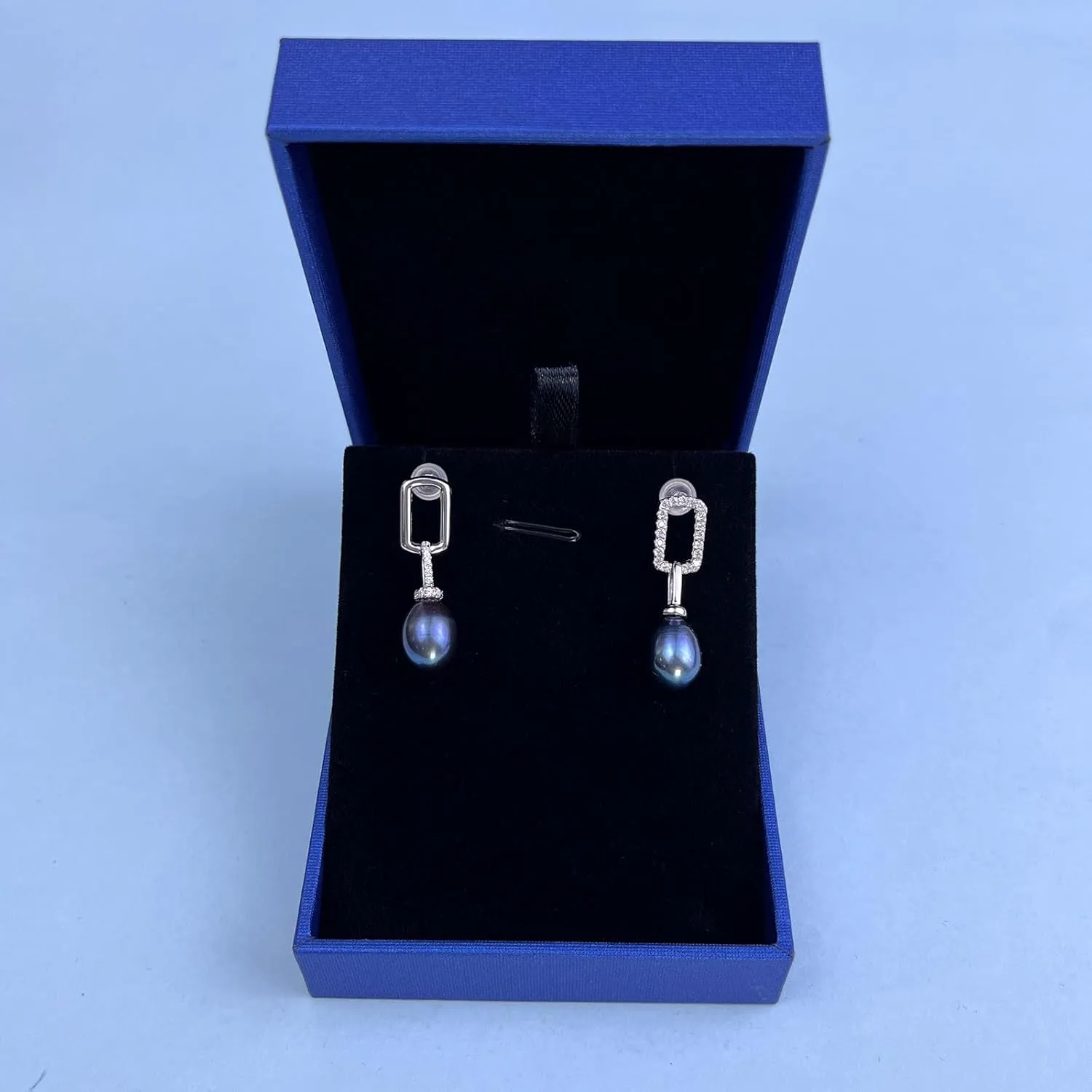 Freshwater Cultured Pearl Dangle Drop Earrings for Women, 925 Sterling Silver with Cubic Zirconia Huggie Hoop Earrings, Handpicked 8.5-9.5MM Large Pearls Hypoallergenic Jewelry Gifts