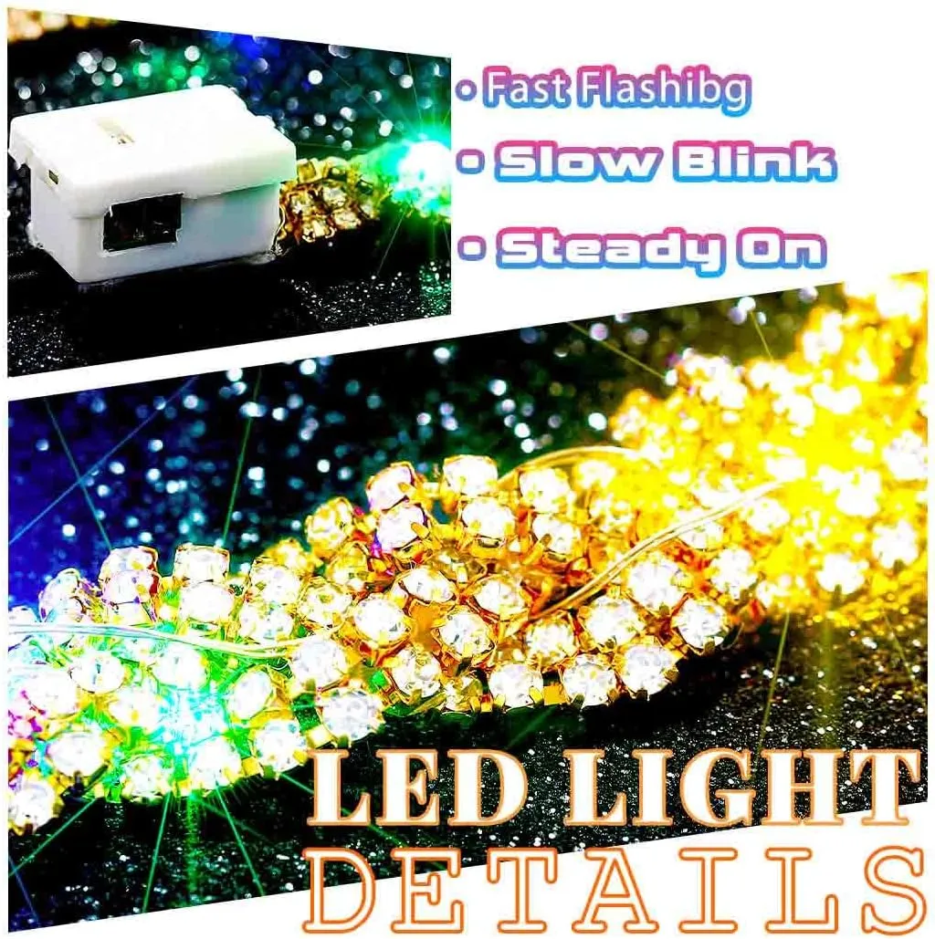 Fstrend Light Up Waist Chain Gold Rhinestone Belly Chains Sparkly Crystal Night Club Party Glowing Body Accessories for Women