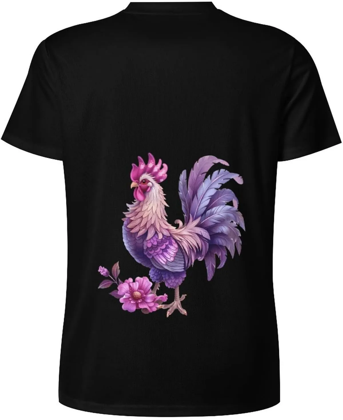 Funny Chicken Rooster Mens T-Shirts Short Sleeve Crew Shirts Summer Tee Top Casual Clothing for Beach Athletic Workout