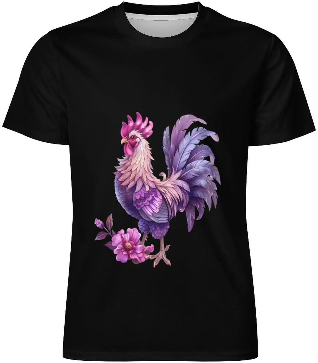 Funny Chicken Rooster Mens T-Shirts Short Sleeve Crew Shirts Summer Tee Top Casual Clothing for Beach Athletic Workout