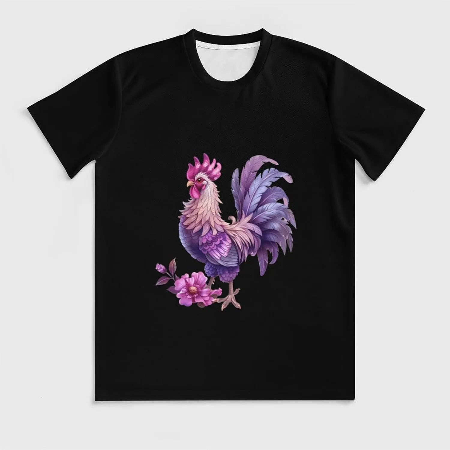 Funny Chicken Rooster Mens T-Shirts Short Sleeve Crew Shirts Summer Tee Top Casual Clothing for Beach Athletic Workout