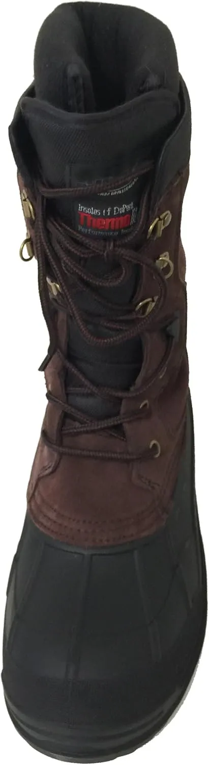 G108SC Men's Winter Boots Hiking 10" Leather Waterproof Thermolite Insulated Cold Weather Warm Snow Shoe, Brown