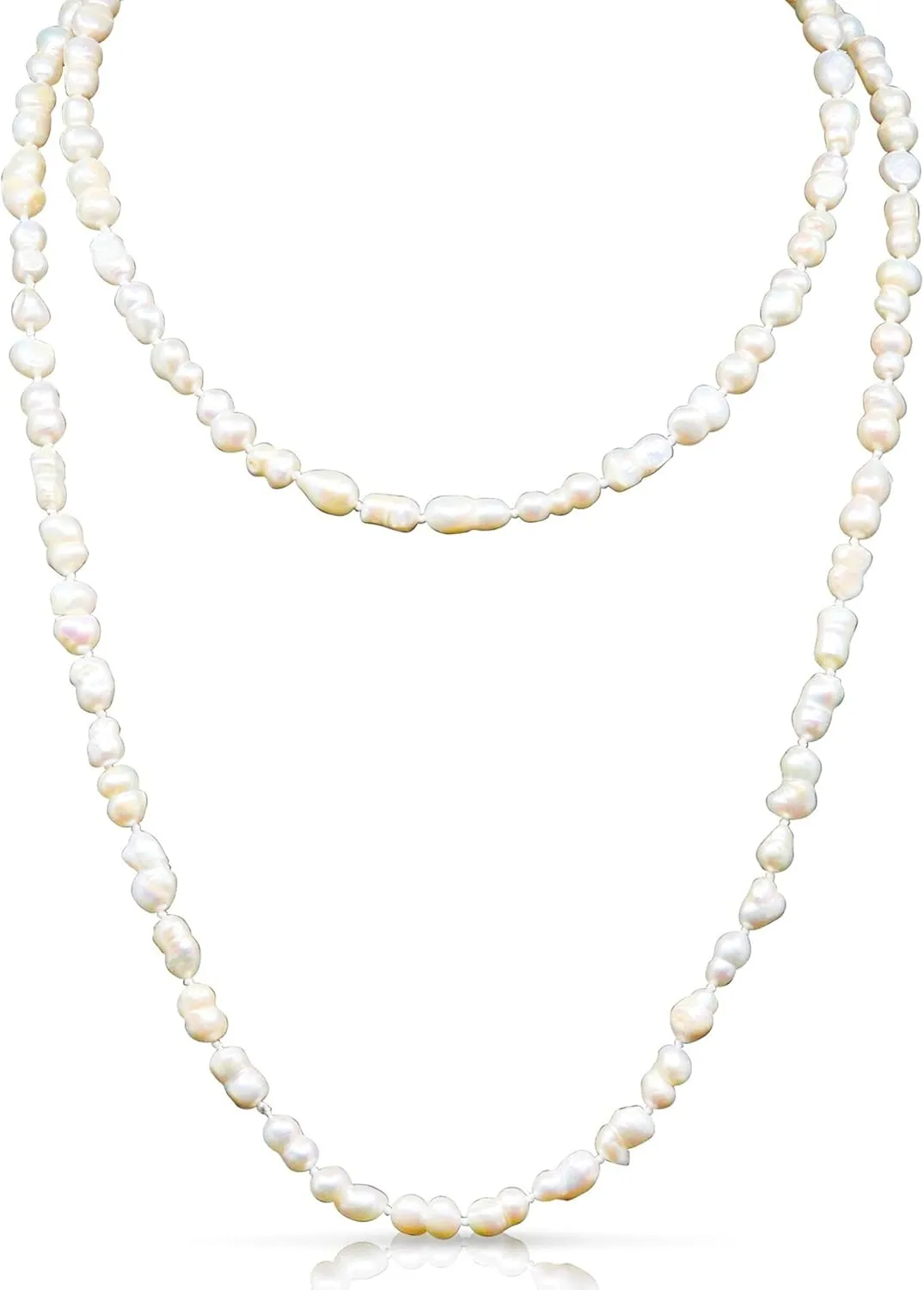Genuine Freshwater Cultured Pearl Endless Necklace  Elegant 72", 60", 42" or 38" Strand in White, Black, Pink, or Lavender