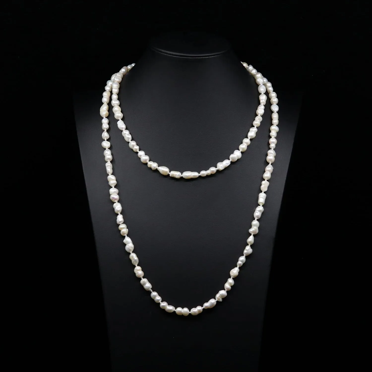 Genuine Freshwater Cultured Pearl Endless Necklace  Elegant 72", 60", 42" or 38" Strand in White, Black, Pink, or Lavender