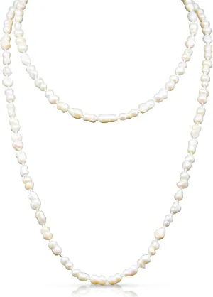 Genuine Freshwater Cultured Pearl Endless Necklace  Elegant 72", 60", 42" or 38" Strand in White, Black, Pink, or Lavender