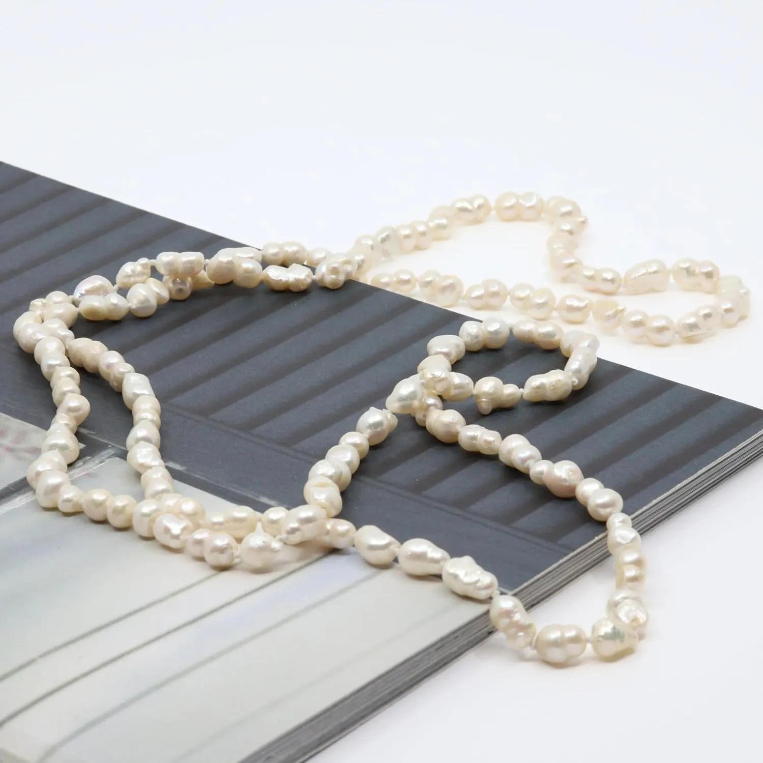 Genuine Freshwater Cultured Pearl Endless Necklace  Elegant 72", 60", 42" or 38" Strand in White, Black, Pink, or Lavender