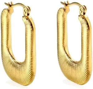Geometric Hoop Earrings Set in 18K Gold Plated and Silver, C, U and Pentagon, Rectangle, Square, Irregular Shapes, Luxurious and Elegant Styles
