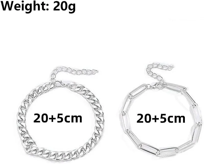 GIGB PBDK Vintage Gold Stackable Anklets Set for Women,Punk Layered Cuban Chain Anklets Adjustable Paperclip Link Anklets Beach Foot Jewelry Gift