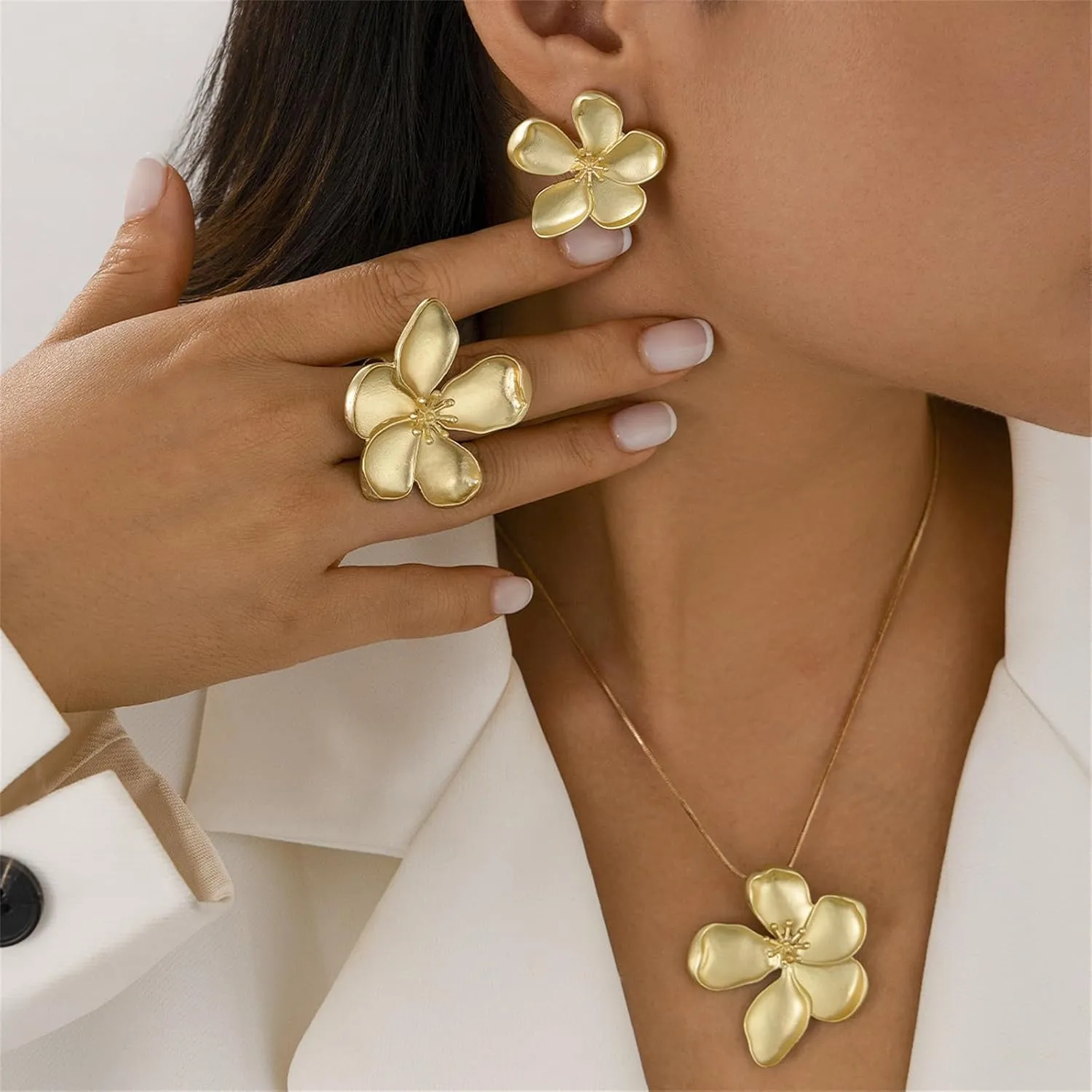 Ginkgo Biloba Leaf Tassel Earrings Necklace Set,Boho Y Pendant Necklaces Dainty Ginkgo Biloba Leaf Earring Floral Statement Necklace Large Plant Leaves Flower Choker Earrings Summer Jewelry for Women