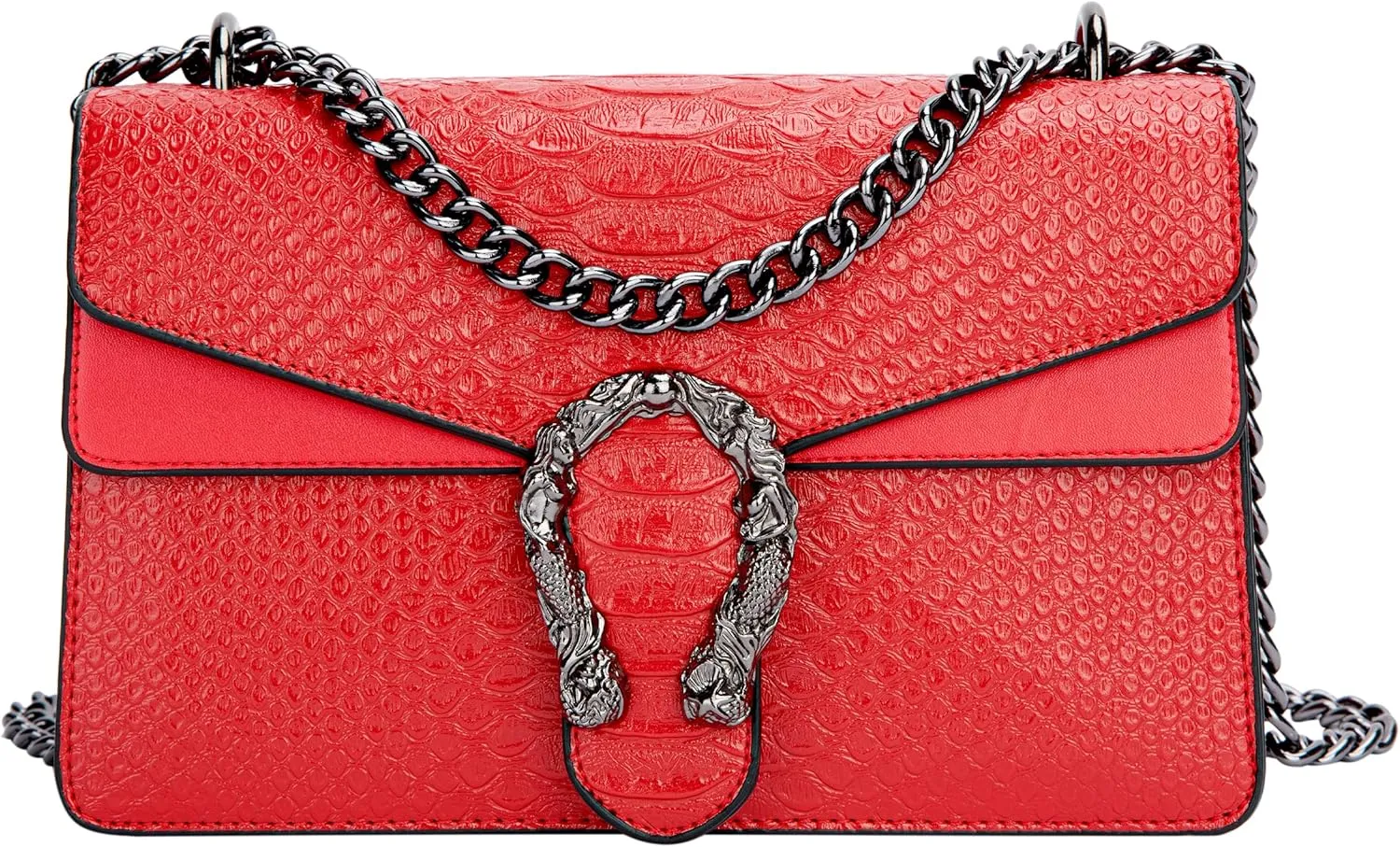 GLOD JORLEE Crossbody Shoulder Bag for Women Luxury Snake-Print Chain Strap Satchel Purse