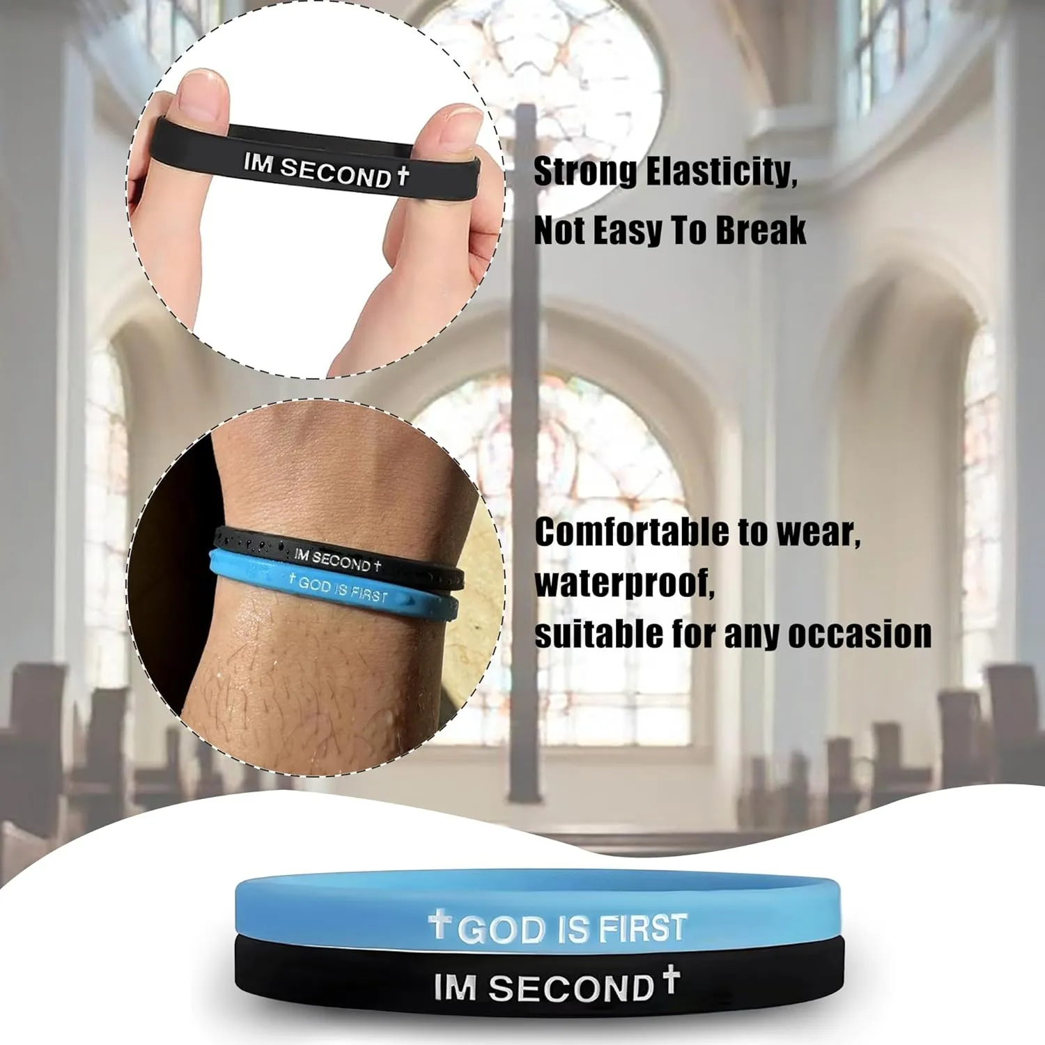 GOD IS FIRST Bracelet for Men Women, Im Second, Christian Rubber Bracelet, Inspirational Bible Verse Bracelets, Unique Gift for Christians Seeking Daily Encouragement