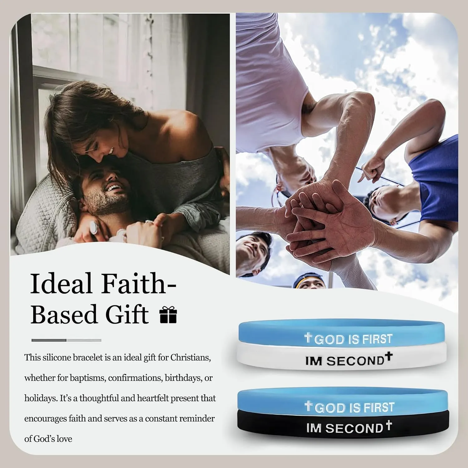 GOD IS FIRST Bracelet for Men Women, Im Second, Christian Rubber Bracelet, Inspirational Bible Verse Bracelets, Unique Gift for Christians Seeking Daily Encouragement
