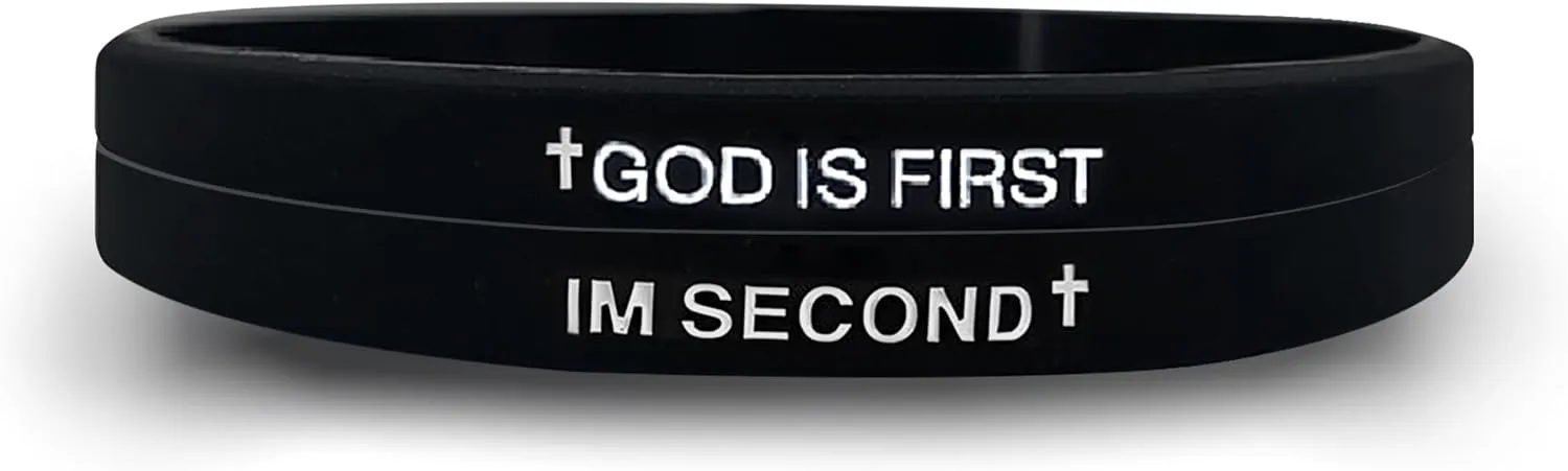 GOD IS FIRST Bracelet for Men Women, Im Second, Christian Rubber Bracelet, Inspirational Bible Verse Bracelets, Unique Gift for Christians Seeking Daily Encouragement