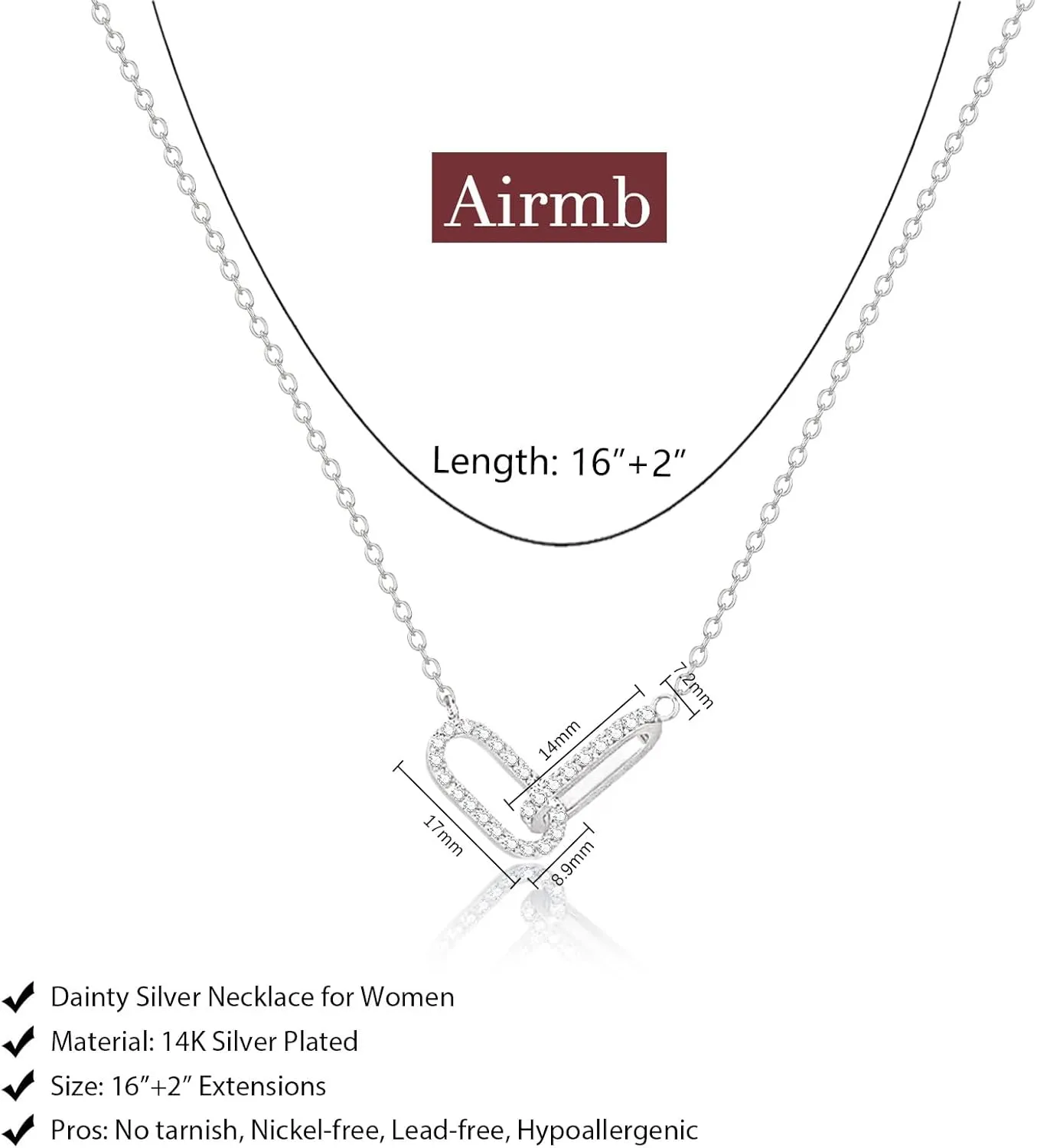 Gold Dainty Diamond Pendant Necklace for Women Simple 14K Gold Plated Paperclip Choker Necklaces Cute Minimalist Open Oval Necklaces Gold Jewelry for Women Gifts