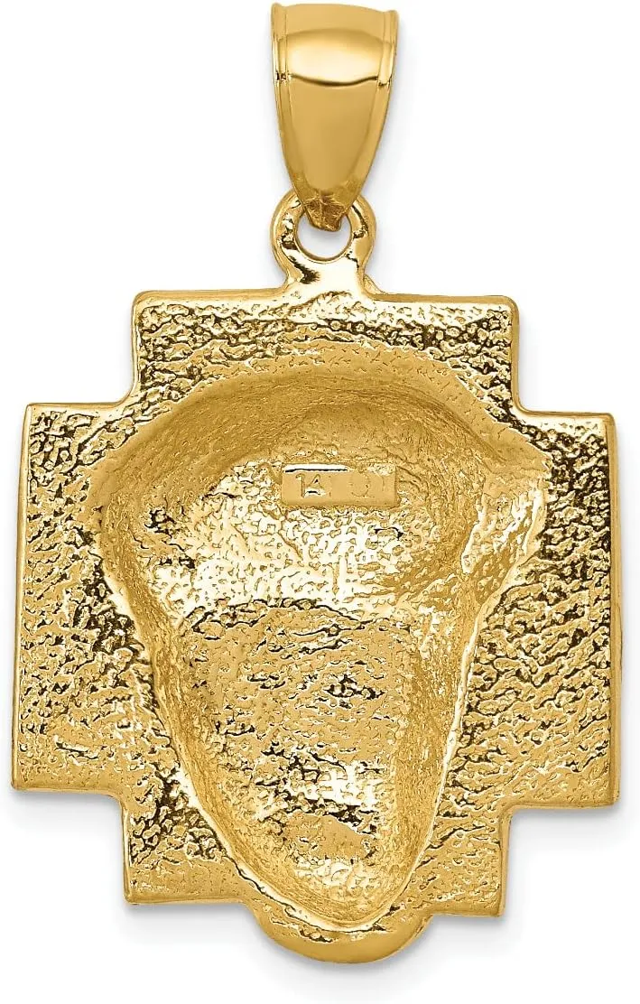 Gold Faces of Jesus 14K Yellow Gold Polished Large Jesus Head With Crown Pendant