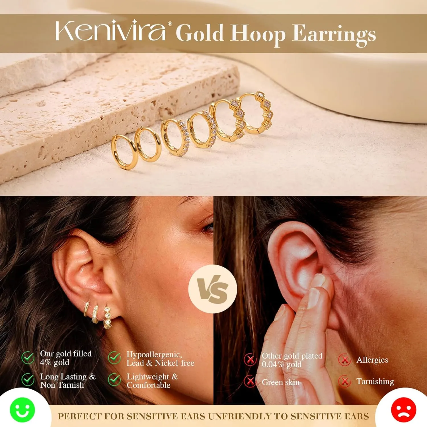 Gold Hoop Earrings for Women Trendy14K Gold Plated Chunky Huggie Earrings DanglingCZ U Shape Paperclip Earrings Jewelry Gifts for Women Hypoallergenic