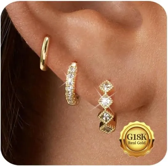 Gold Hoop Earrings for Women Trendy14K Gold Plated Chunky Huggie Earrings DanglingCZ U Shape Paperclip Earrings Jewelry Gifts for Women Hypoallergenic