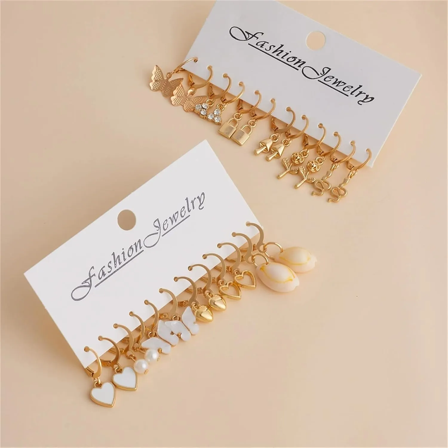 Gold Hoop Earrings Set for Women,Fashion Chunky Twisted Heart Butterfly Earrings Multipack,Hypoallergenic Big Thin Thick Gold Hoops Earrings Loop Pack Party Jewelry