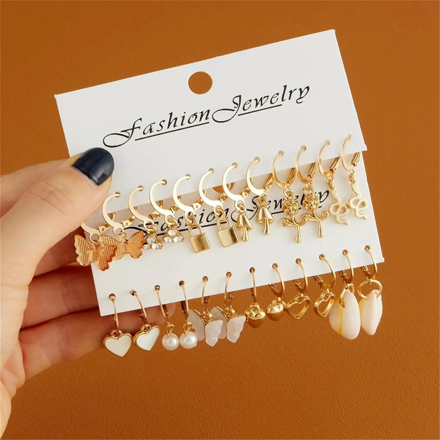 Gold Hoop Earrings Set for Women,Fashion Chunky Twisted Heart Butterfly Earrings Multipack,Hypoallergenic Big Thin Thick Gold Hoops Earrings Loop Pack Party Jewelry