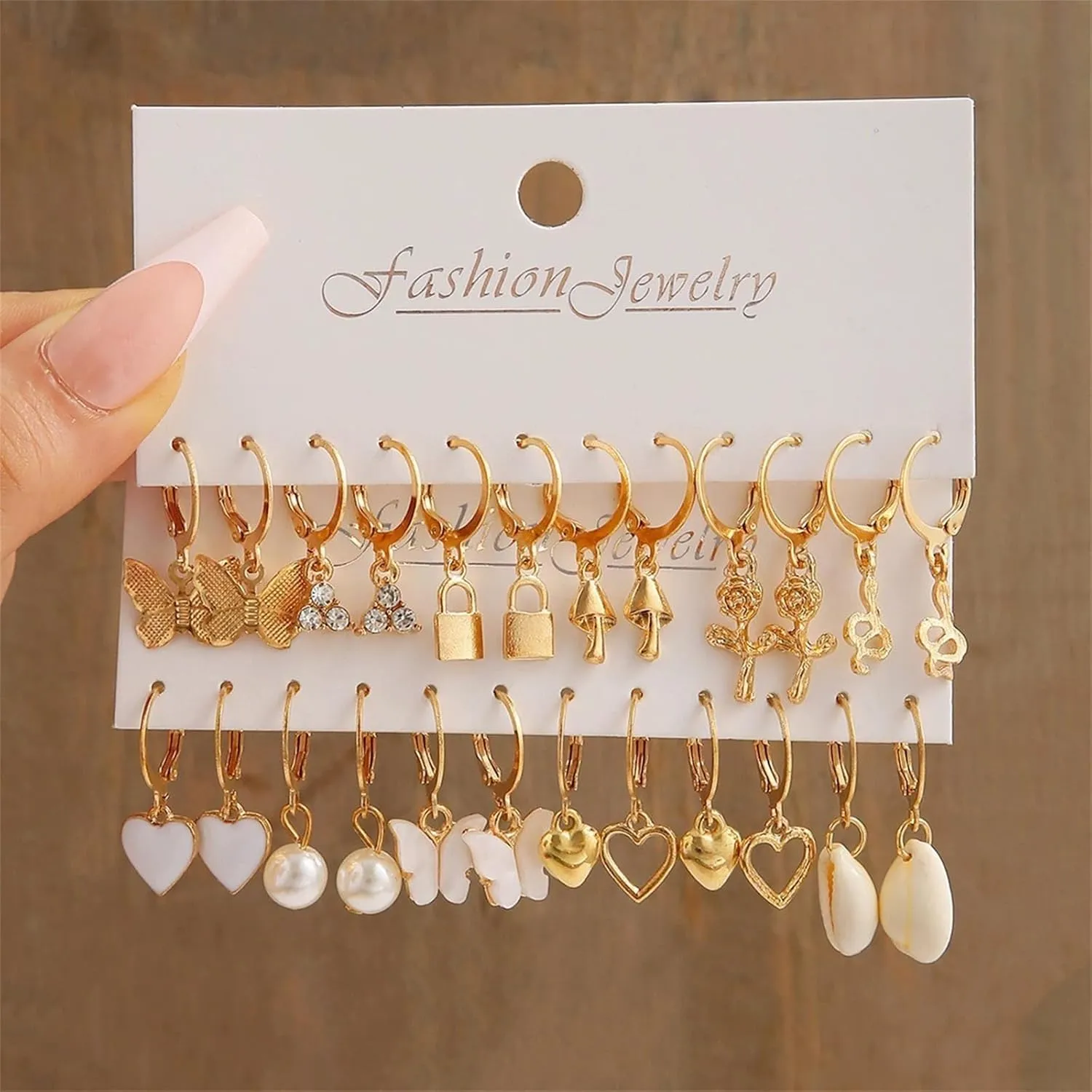 Gold Hoop Earrings Set for Women,Fashion Chunky Twisted Heart Butterfly Earrings Multipack,Hypoallergenic Big Thin Thick Gold Hoops Earrings Loop Pack Party Jewelry