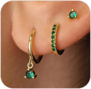 Gold Huggie Hoop Earrings Set, Small Hoop Earrings Stack Women Girls Cartilage Piercing Jewelry Gift