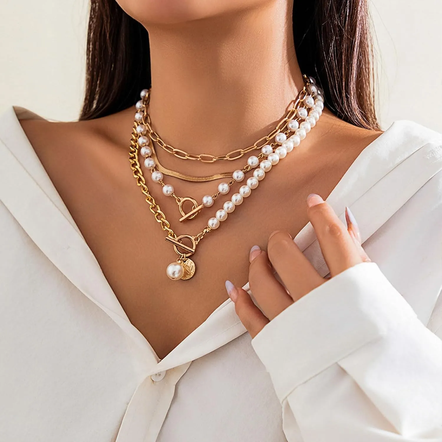 Gold Layered Necklaces for Women Chunky Heart Necklace Stack Dainty Gold Coin Necklace for Women 2025