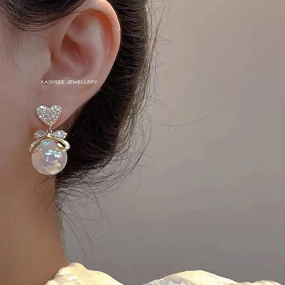 Gold Pearl Earrings - Dangle Studs & Hoops in Sterling Silver