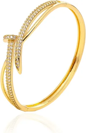 Gold Silver Plating Cubic Zirconia Cuff Nail Bracelet fro Women Screwed Nail Crystal Bangle bracelets Fashion Jewelry Bracelet for Women Gift
