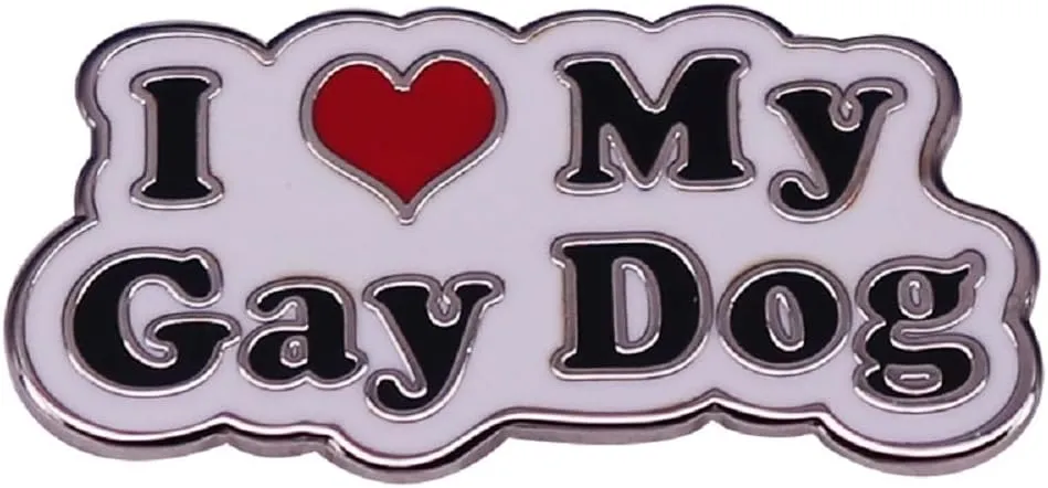 GuDeKe Enamel Lapel Pins I Love My Gay Dog for Backpacks Funny Brooch Women Gift